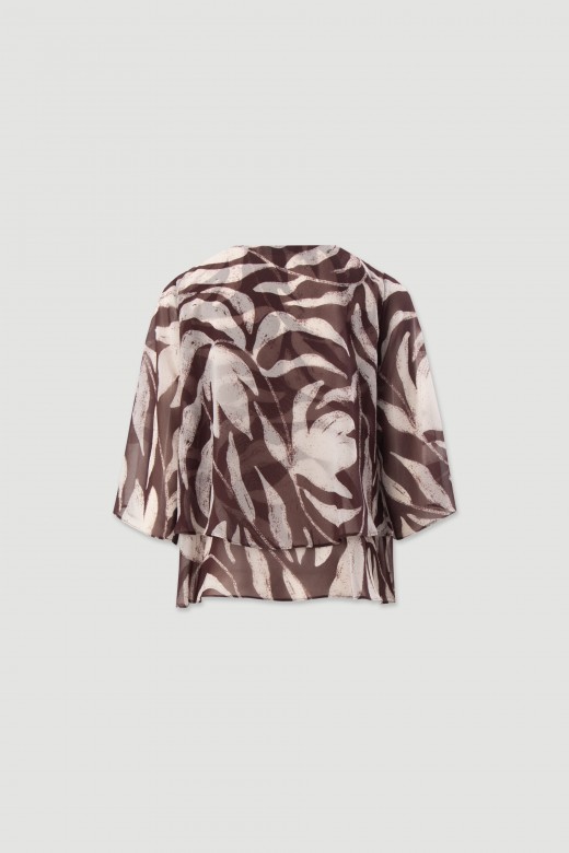 Fluid printed tunic with layered effect Fluid printed tunic with layered effect