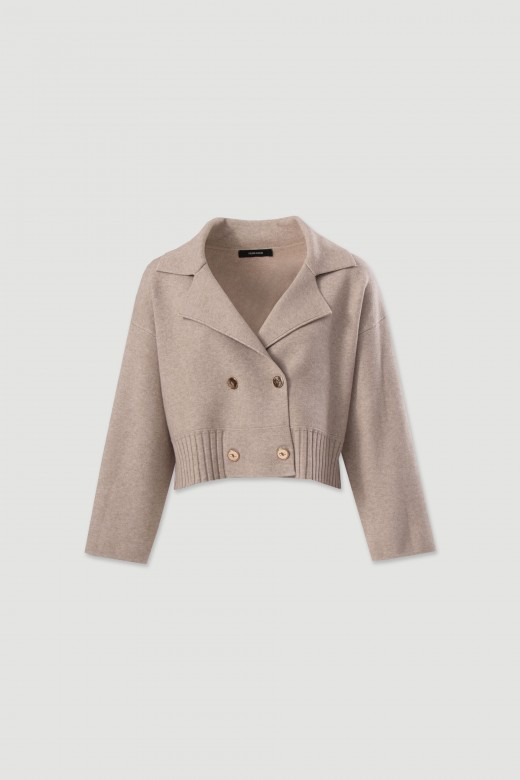 Cropped knit jacket with double-breasted fastening Cropped knit jacket with double-breasted fastening