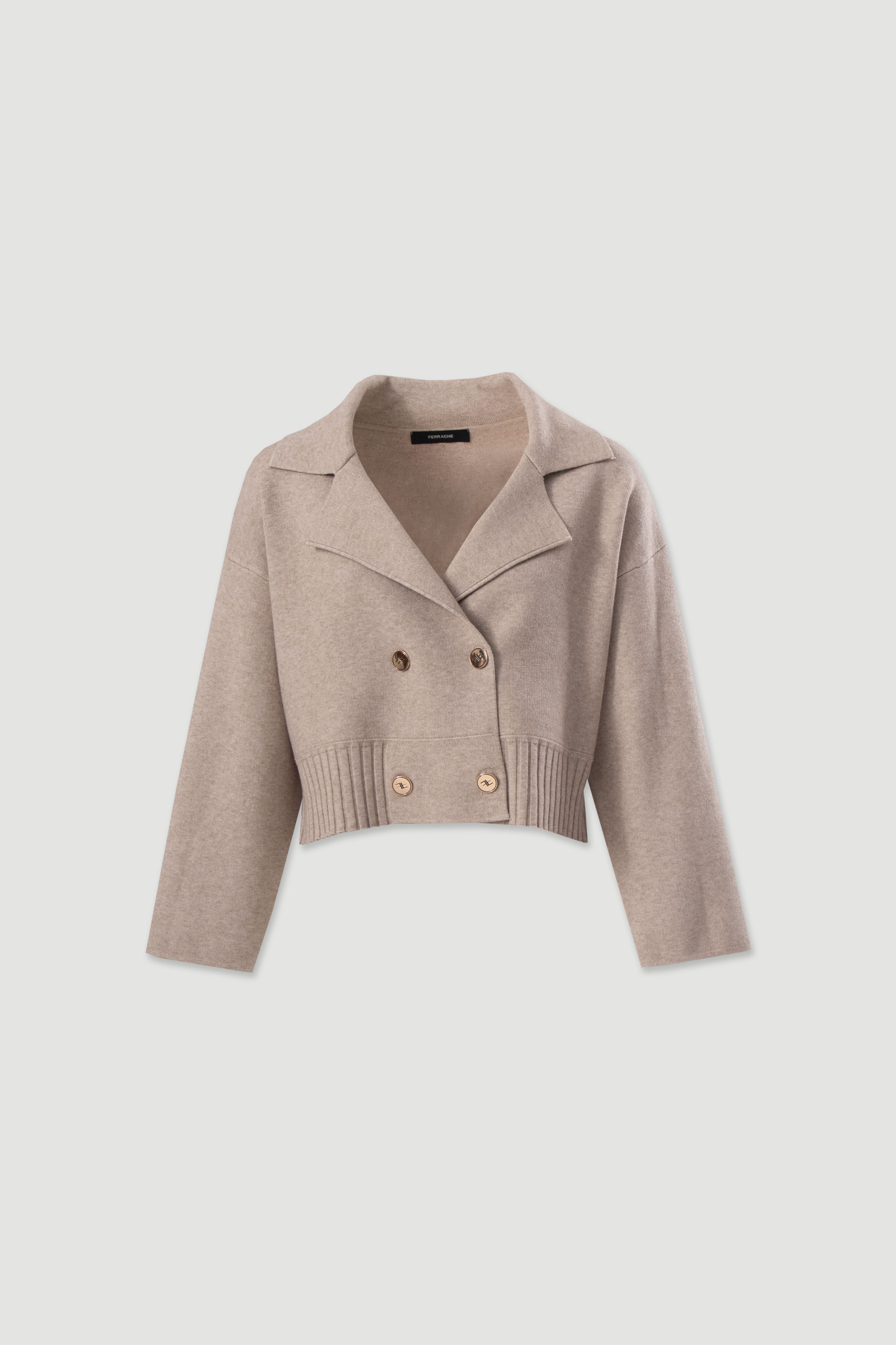 Cropped knit jacket with double-breasted fastening