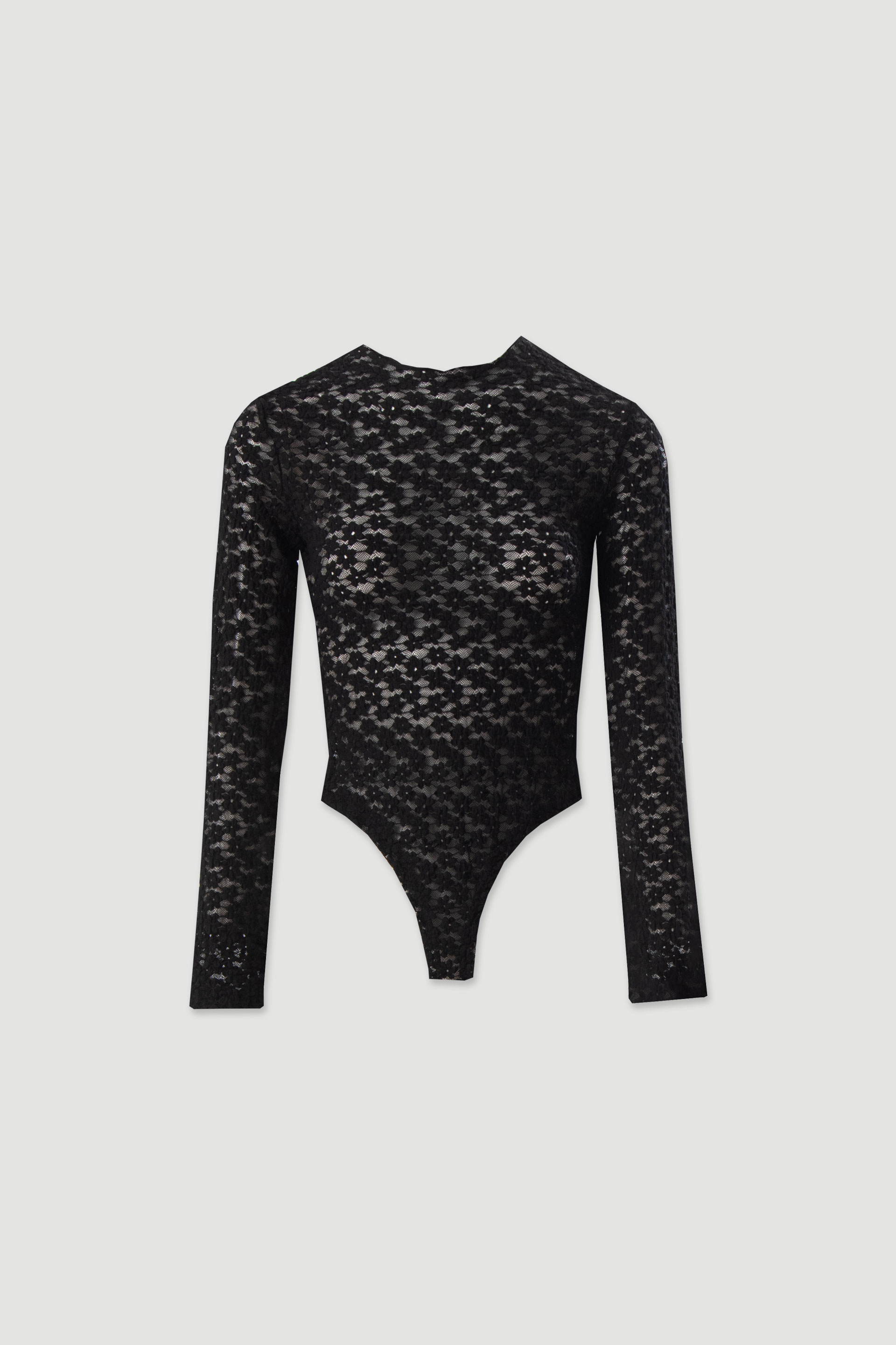 Floral lace bodysuit with high neck