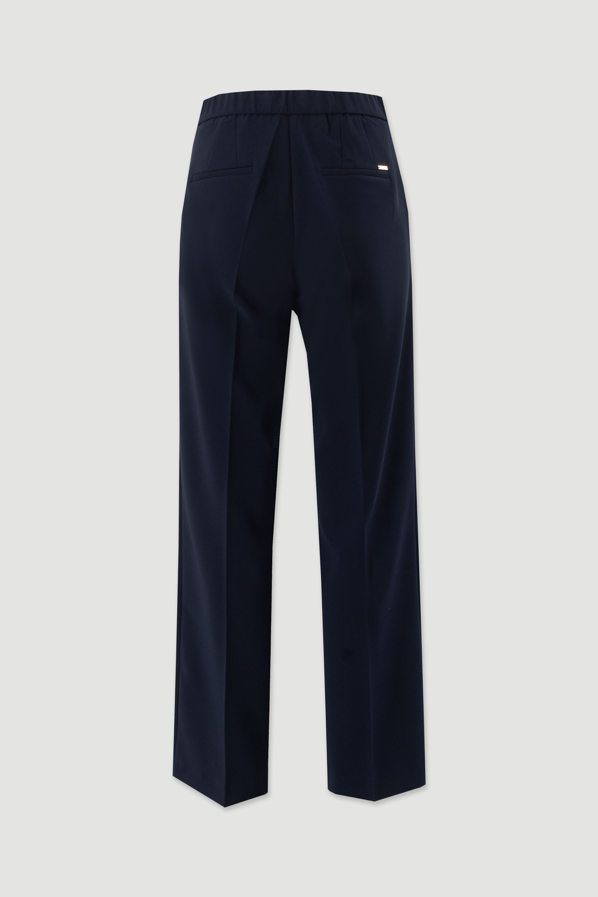 Straight trousers with customised elastic belt