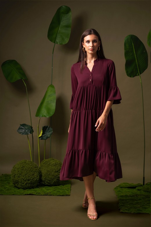 Fluid midi dress with ruffles Fluid midi dress with ruffles