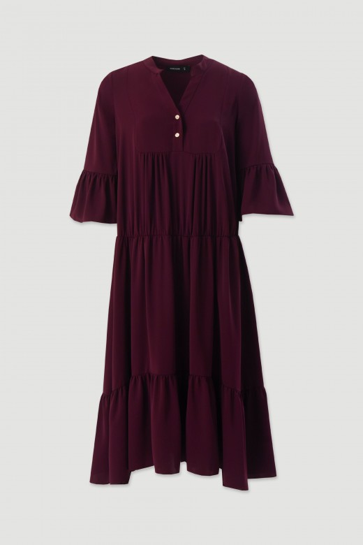 Fluid midi dress with ruffles Fluid midi dress with ruffles