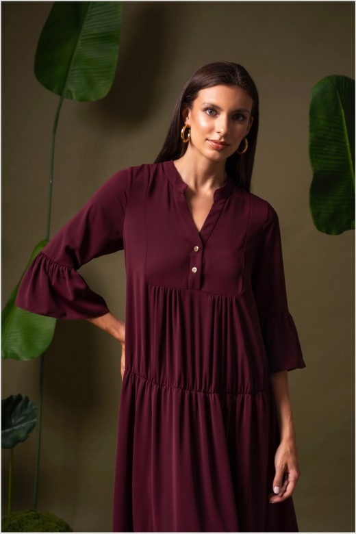 Fluid midi dress with ruffles Fluid midi dress with ruffles
