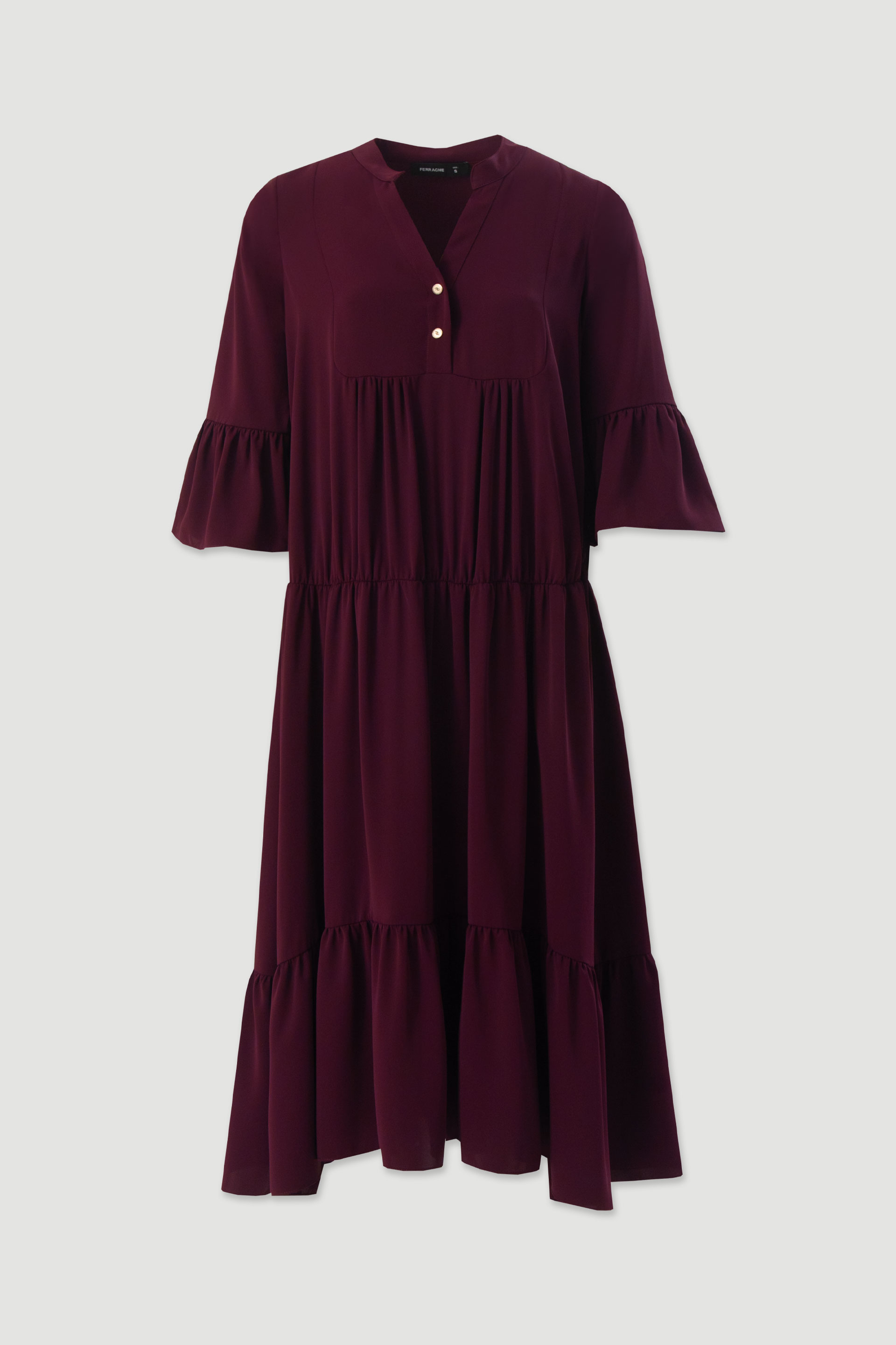 Fluid midi dress with ruffles