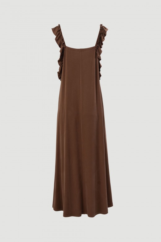 Fluid long dress with ruffle straps Fluid long dress with ruffle straps