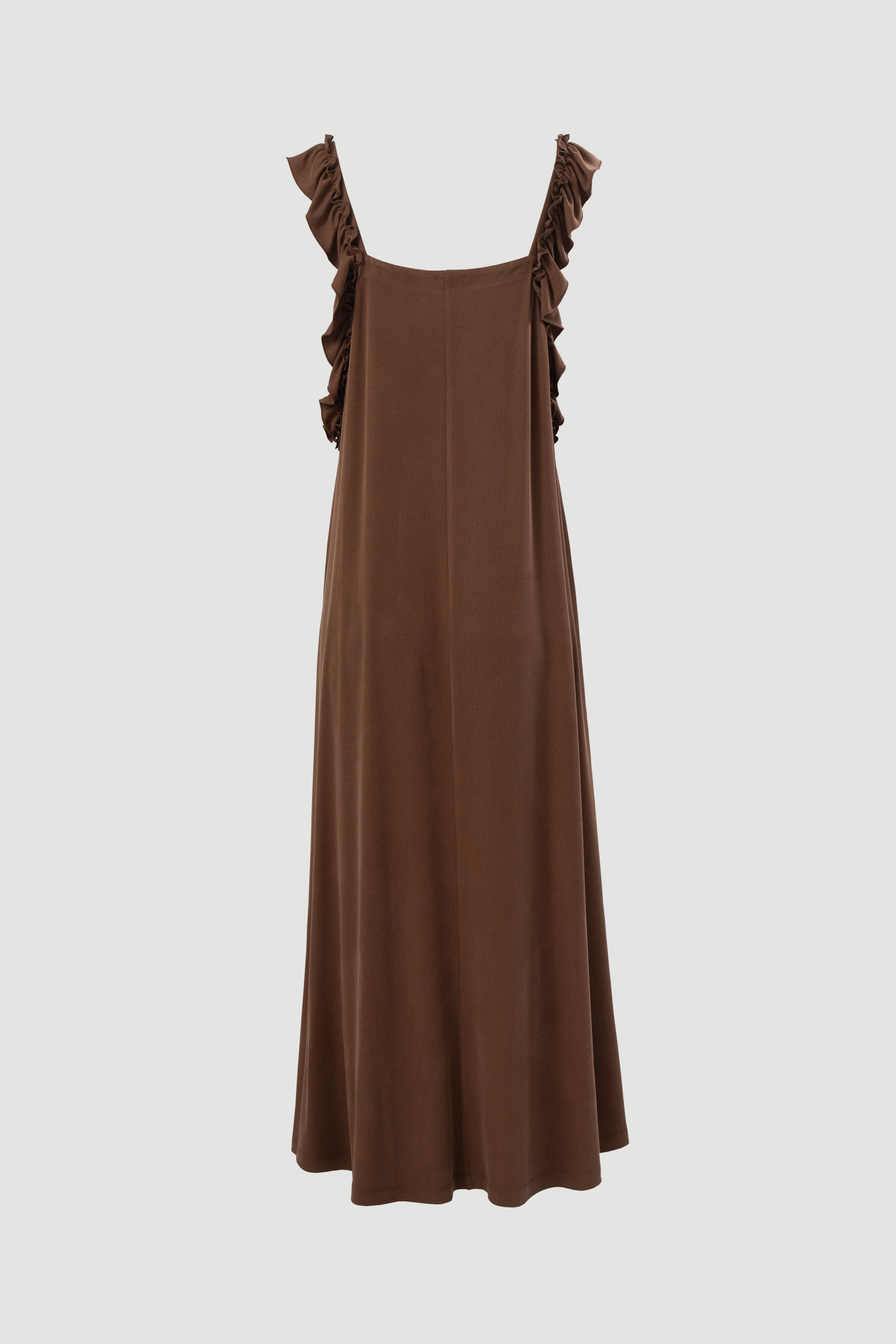 Fluid long dress with ruffle straps