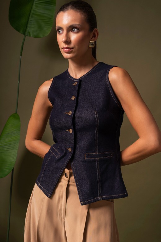 Fitted denim vest Fitted denim vest