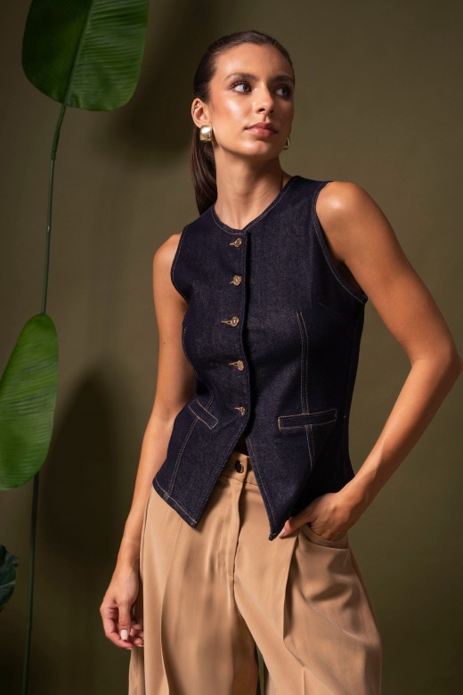 Fitted denim vest Fitted denim vest