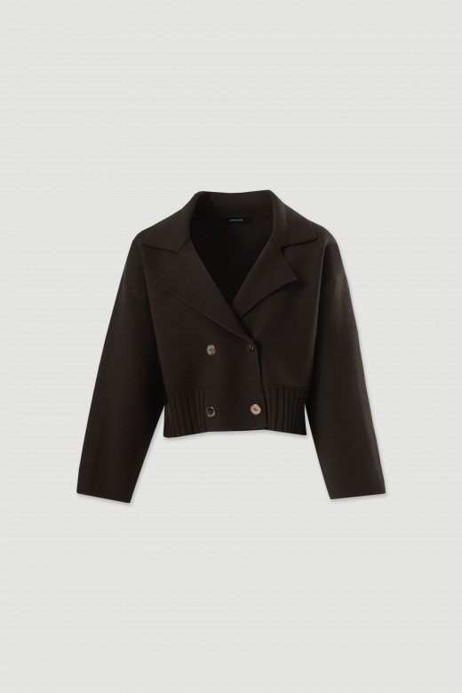 Cropped knit jacket with double-breasted fastening Cropped knit jacket with double-breasted fastening