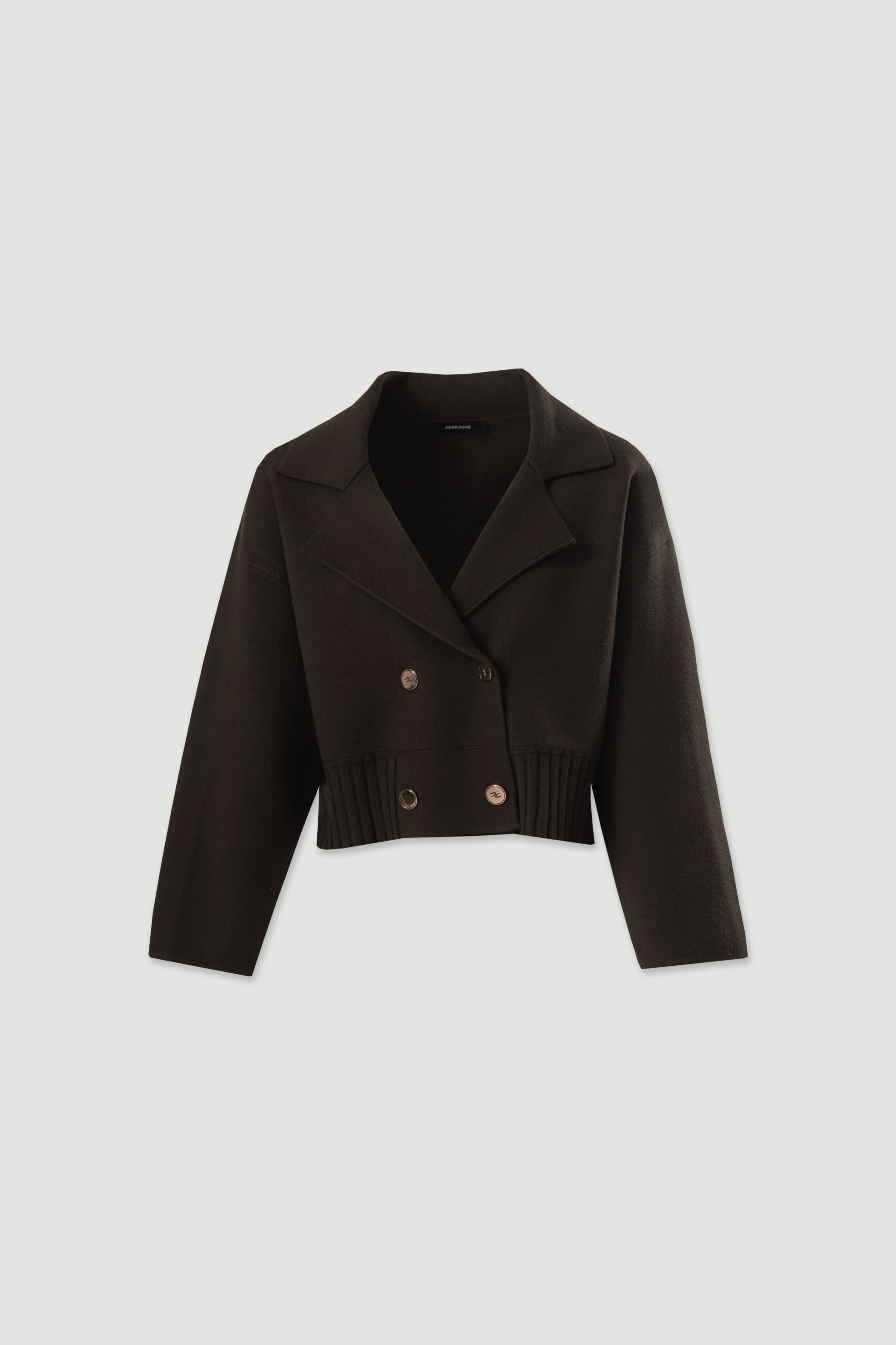 Cropped knit jacket with double-breasted fastening