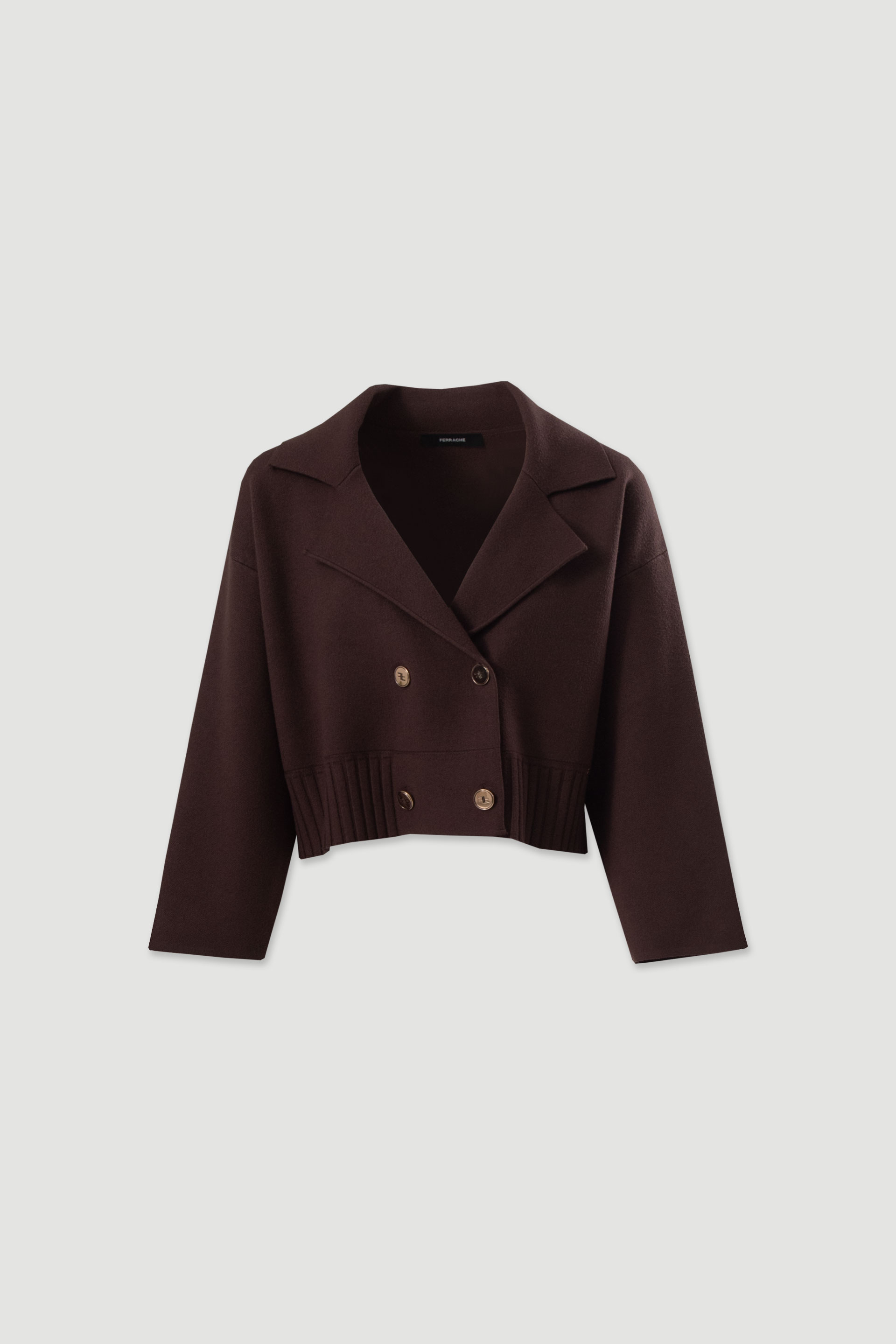 Cropped knit jacket with double-breasted fastening