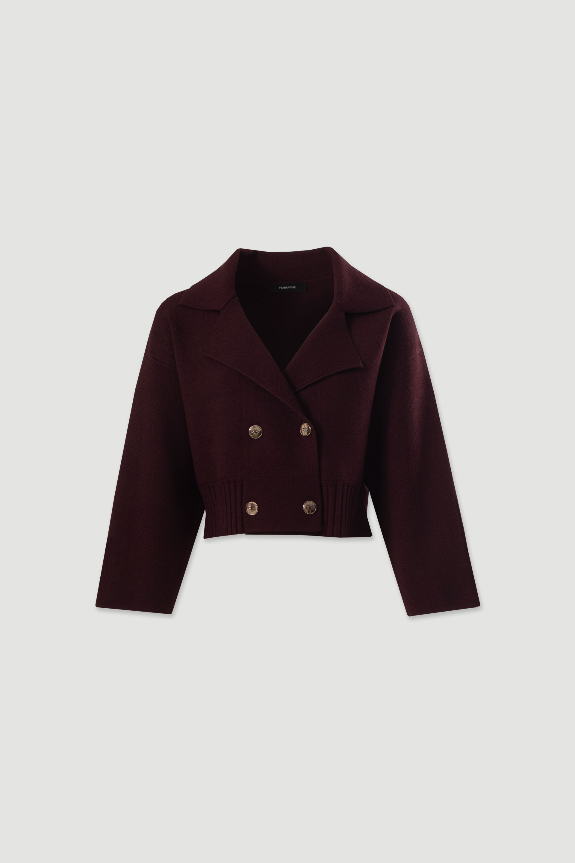 Cropped knit jacket with double-breasted fastening