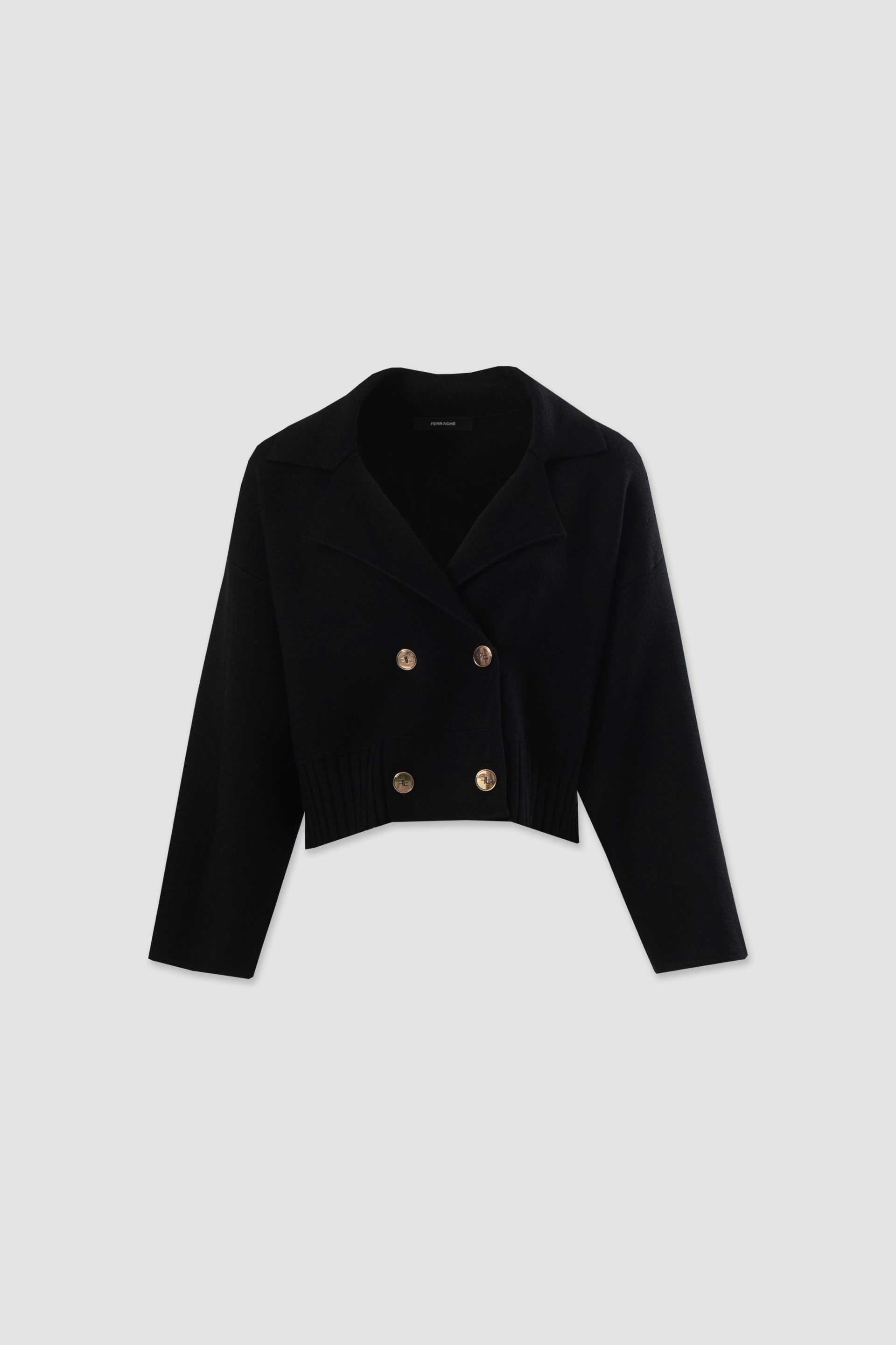 Cropped knit jacket with double-breasted fastening