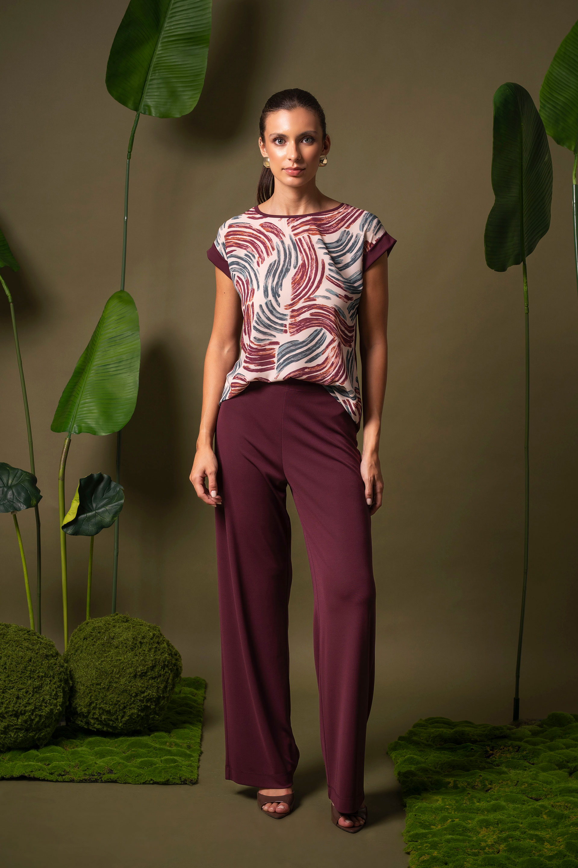 Calça de malha wide leg