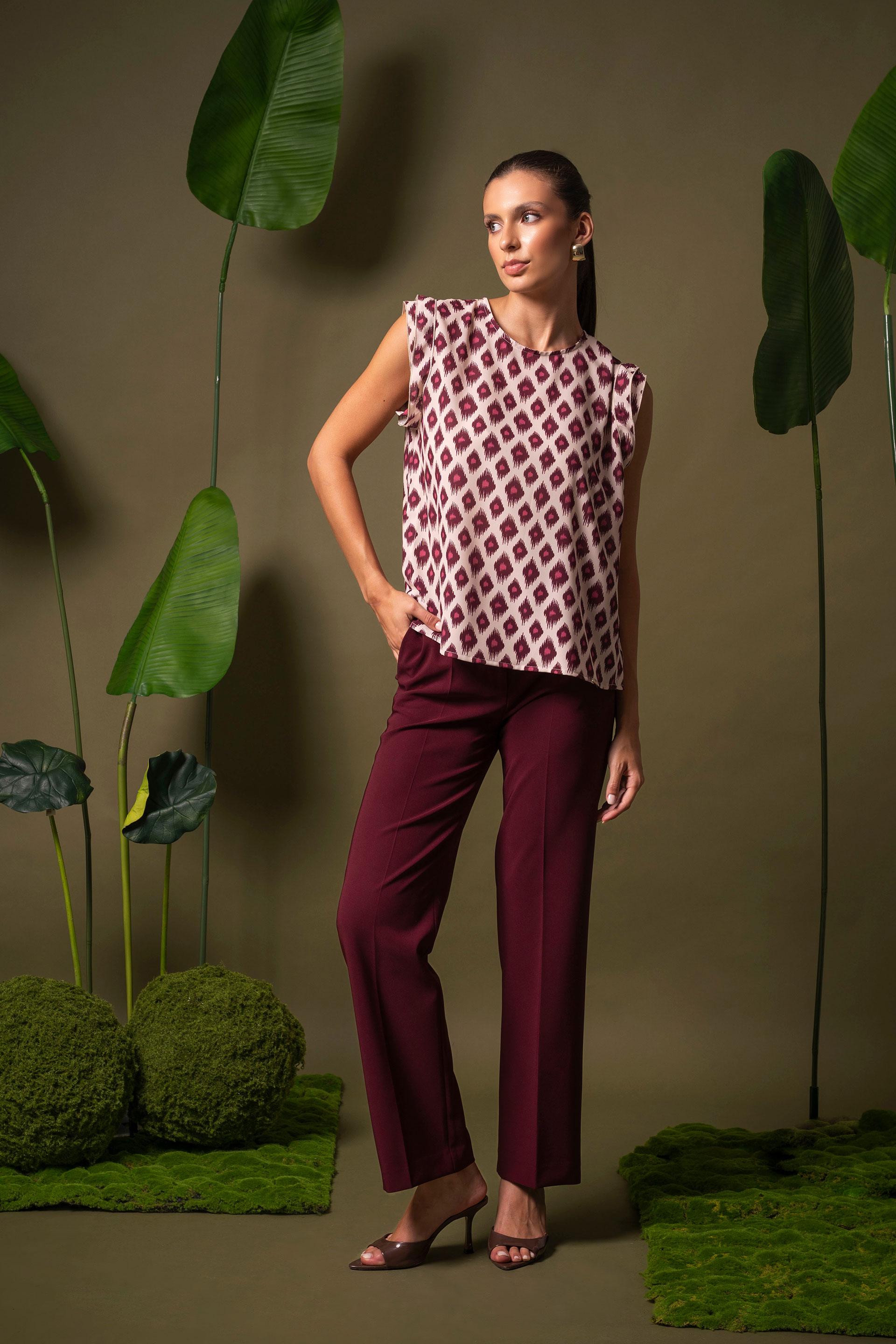 Pantalon straight avec ceinture élastique personnalisée