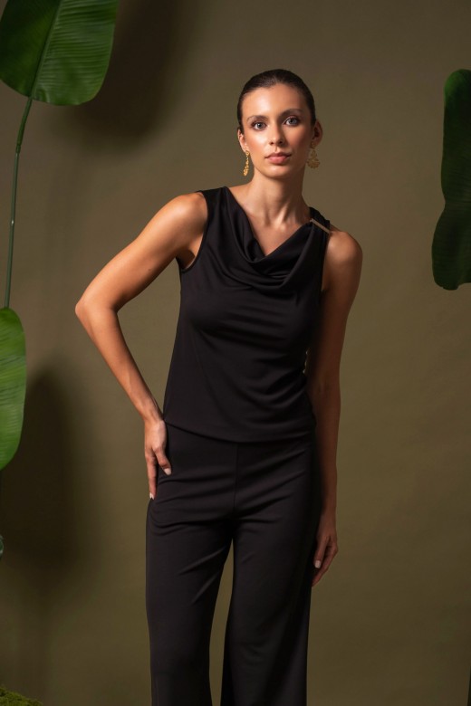 Lycra knit top with draped neckline Lycra knit top with draped neckline