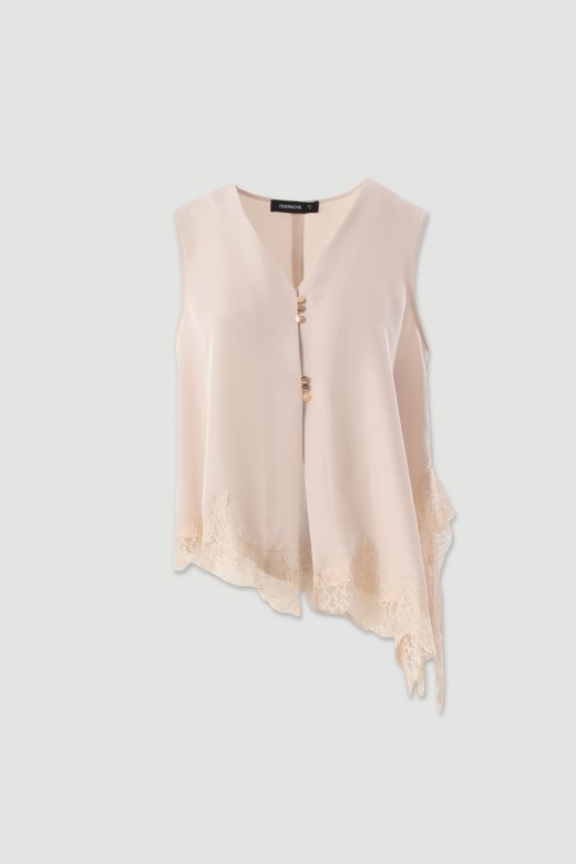 Asymmetric blouse with lace Asymmetric blouse with lace