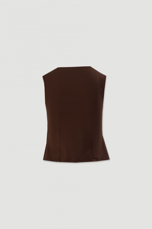 Short knit top with square neckline Short knit top with square neckline