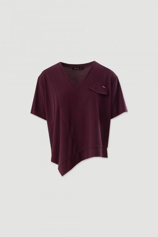 Camiseta de punto asimétrica con manga corta Camiseta de punto asimétrica con manga corta