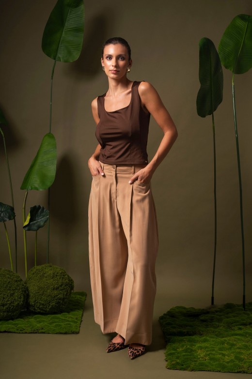 Pantalon wide leg à plis Pantalon wide leg à plis