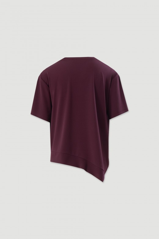 Asymmetric knit top with short sleeves Asymmetric knit top with short sleeves