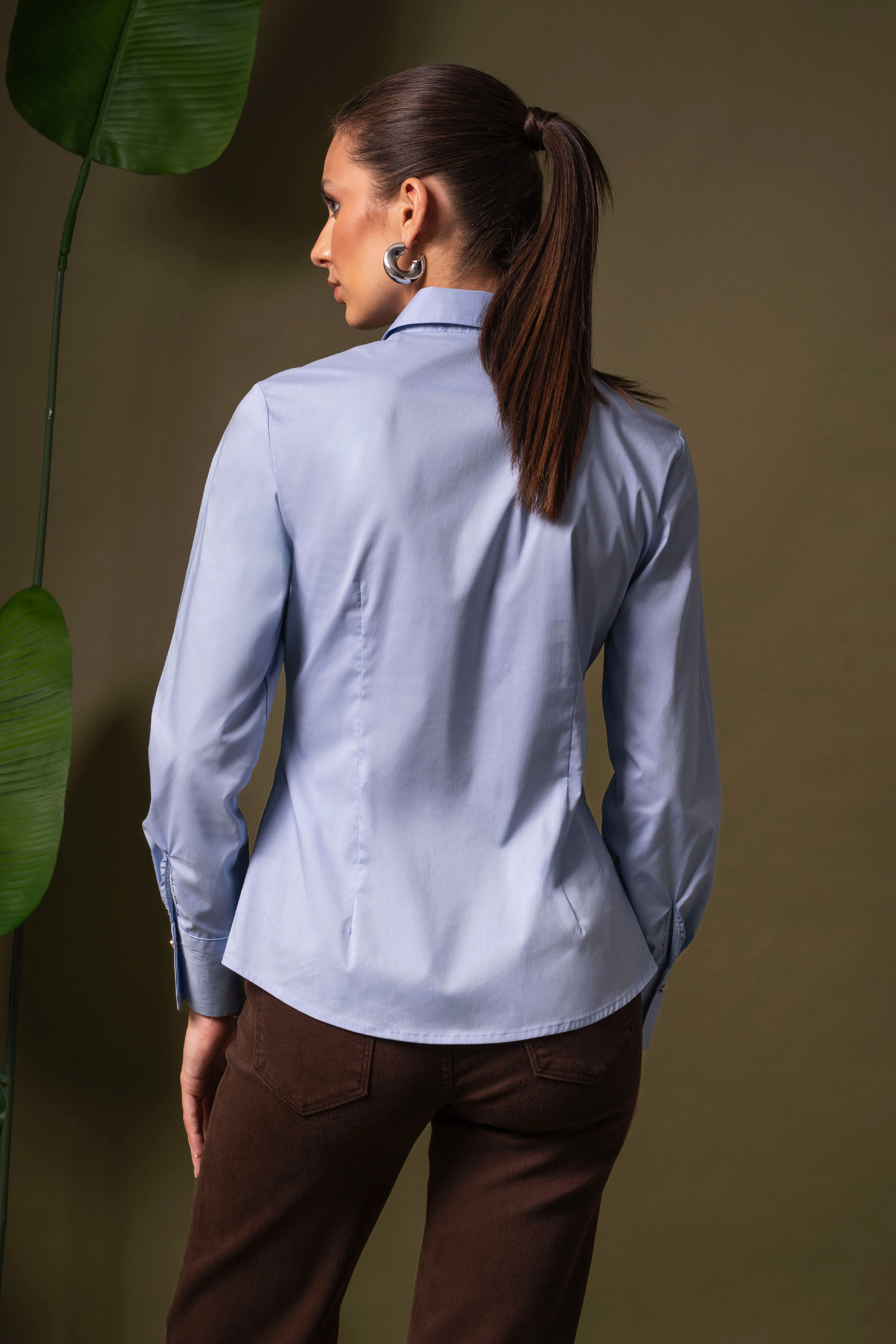 Camisa cintada de manga comprida