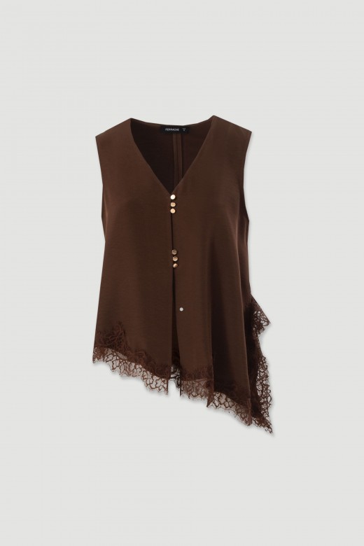 Asymmetric blouse with lace Asymmetric blouse with lace