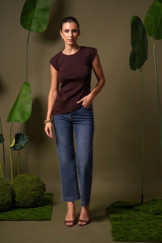 Jeans straight de cintura média Jeans straight de cintura média