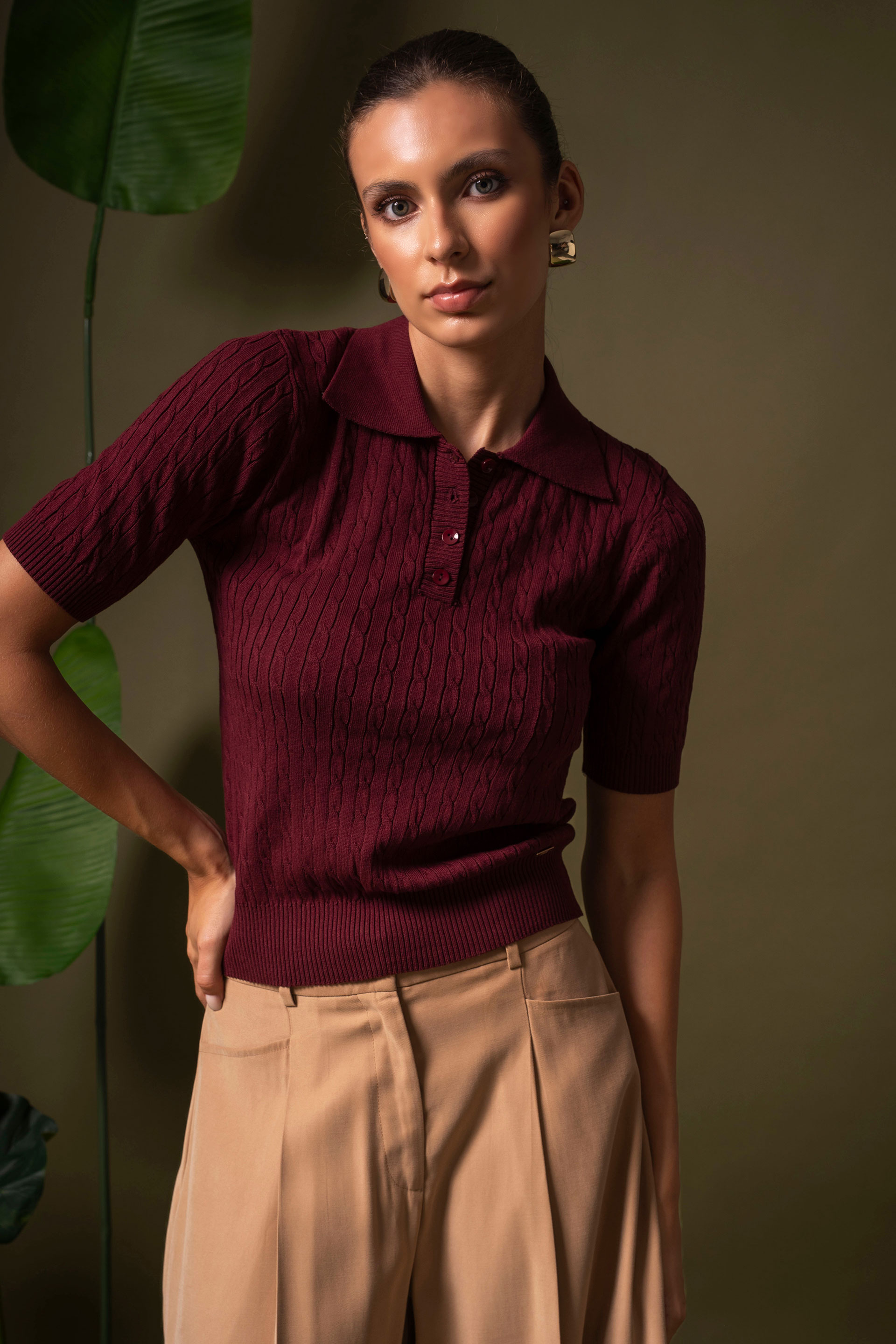 Polo en maille texturée