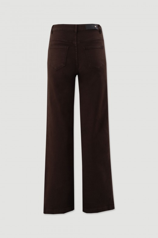 Calça straight em sarja Calça straight em sarja