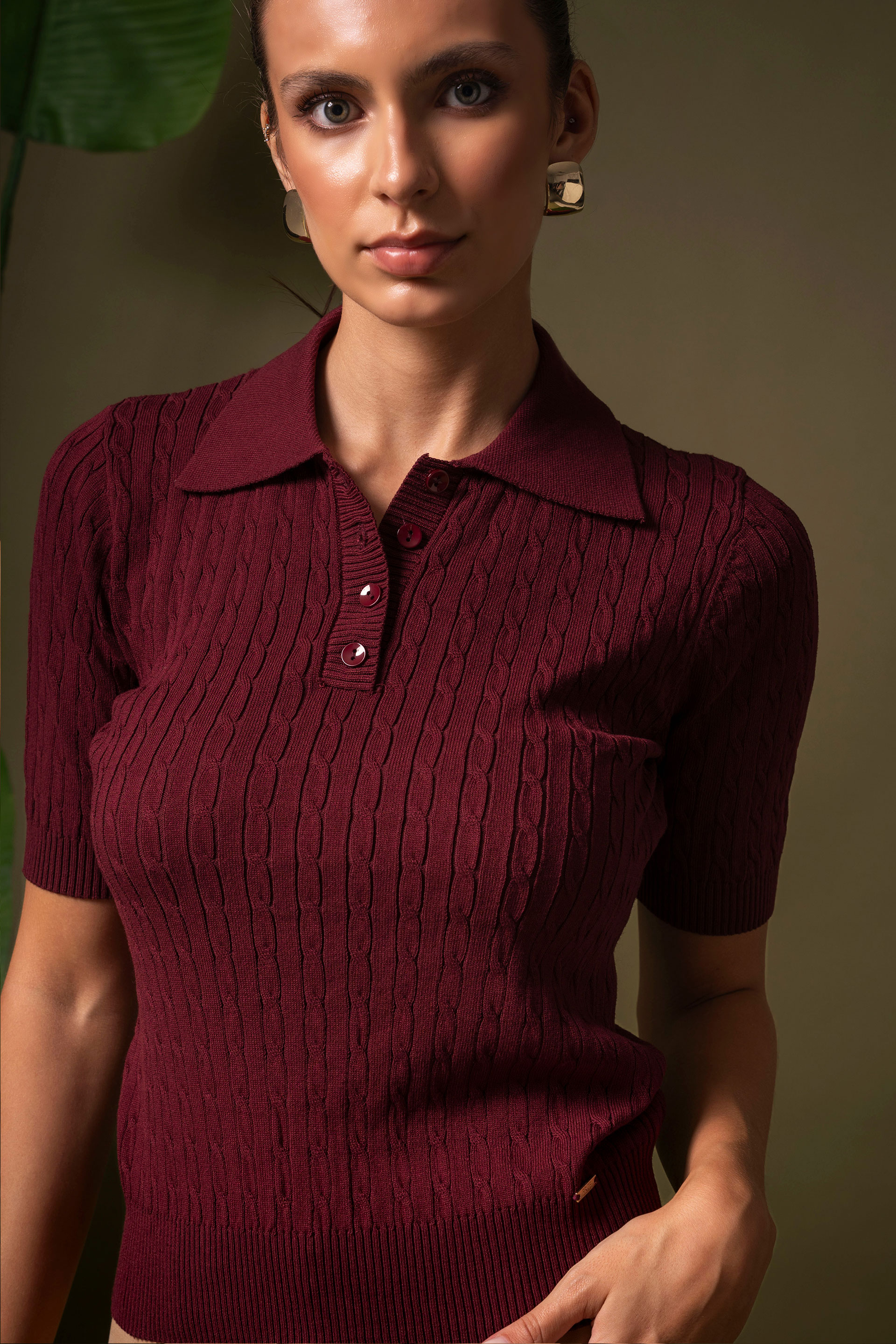Polo en maille texturée