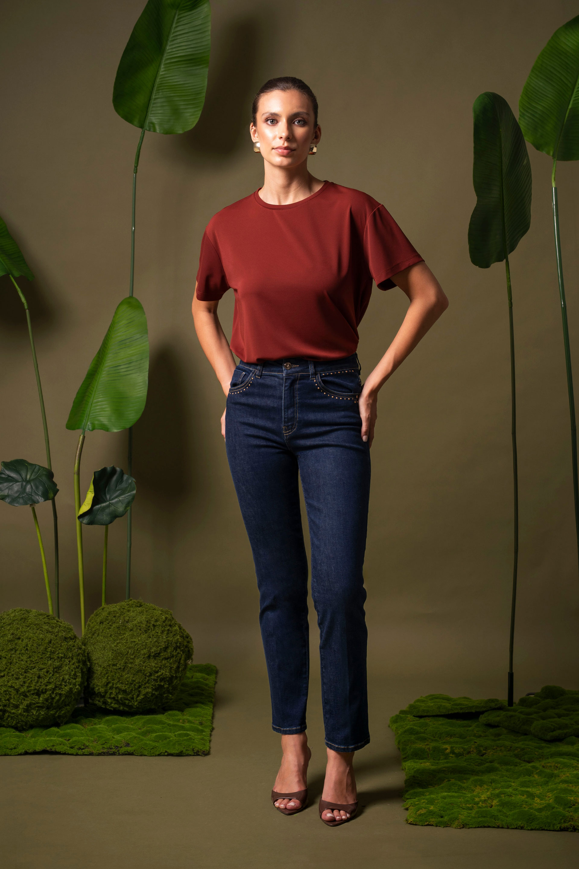 Camisola de malha assimétrica