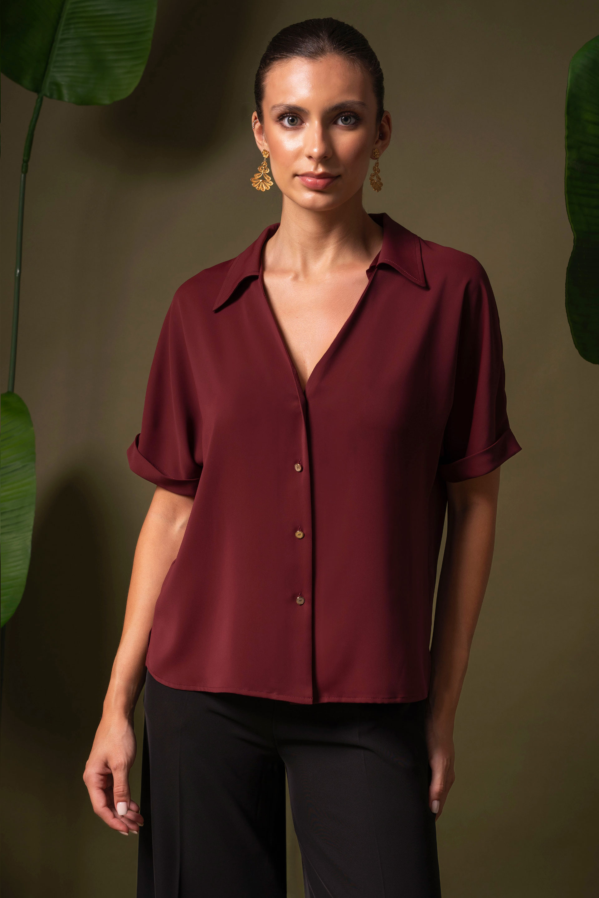 Blouse fluide à encolure en v