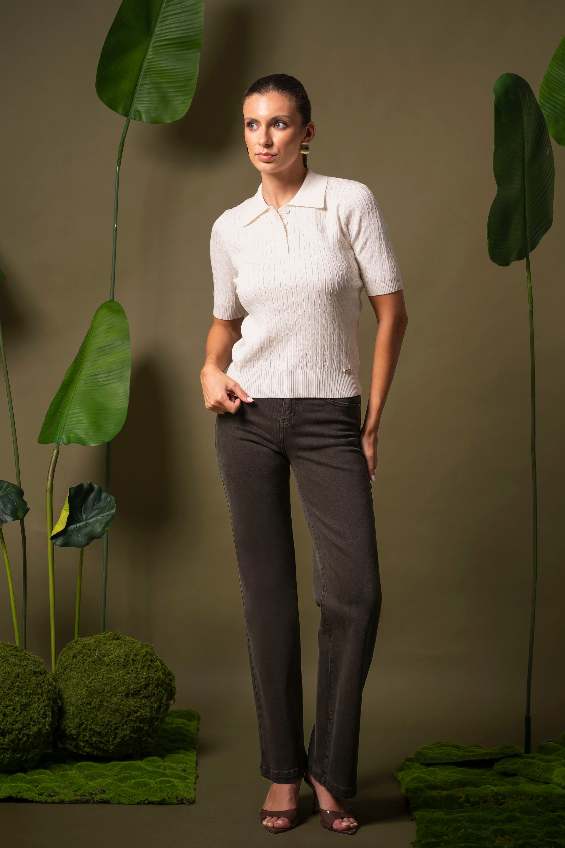 Polo en maille texturée