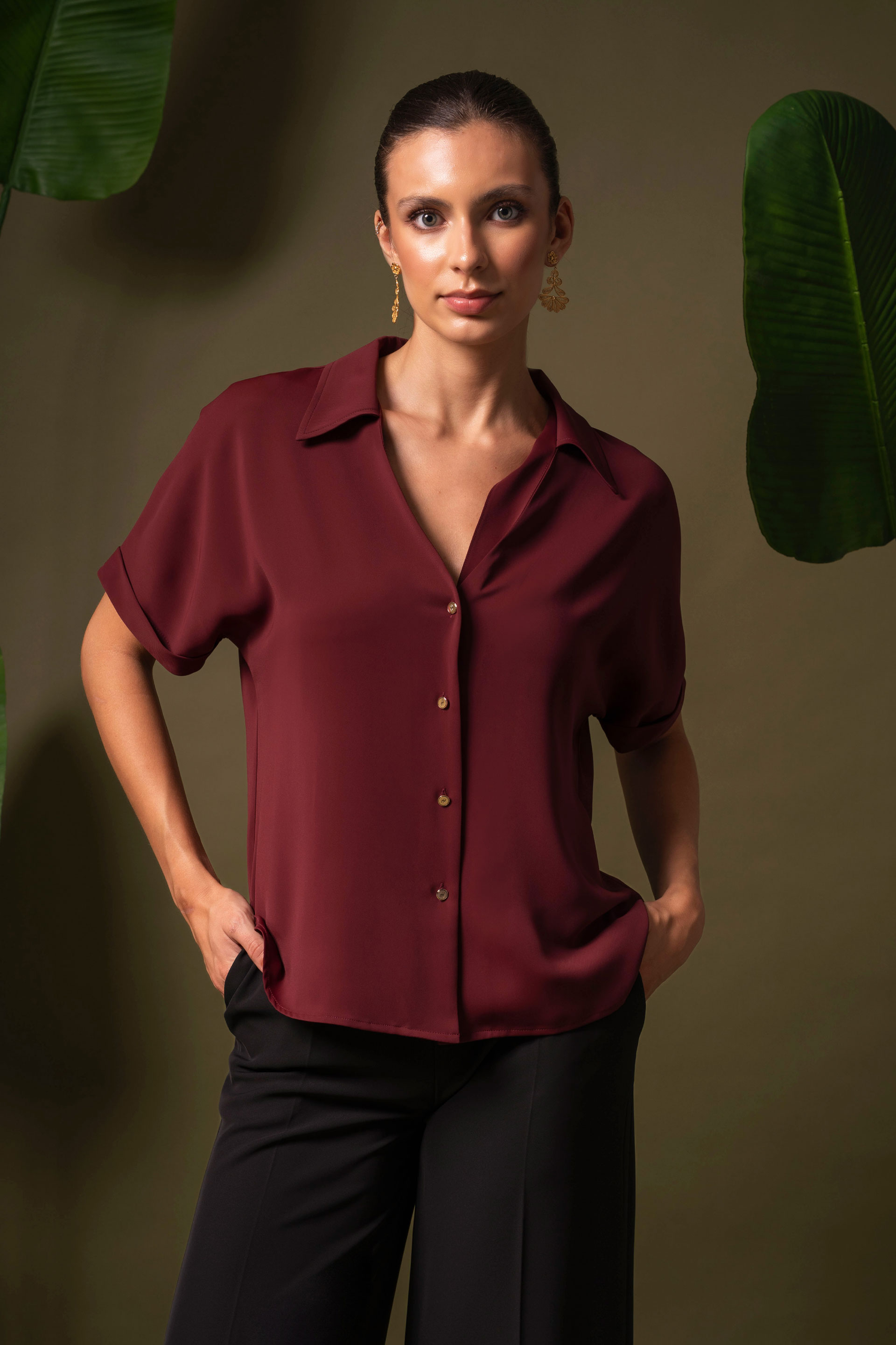 Blouse fluide à encolure en v