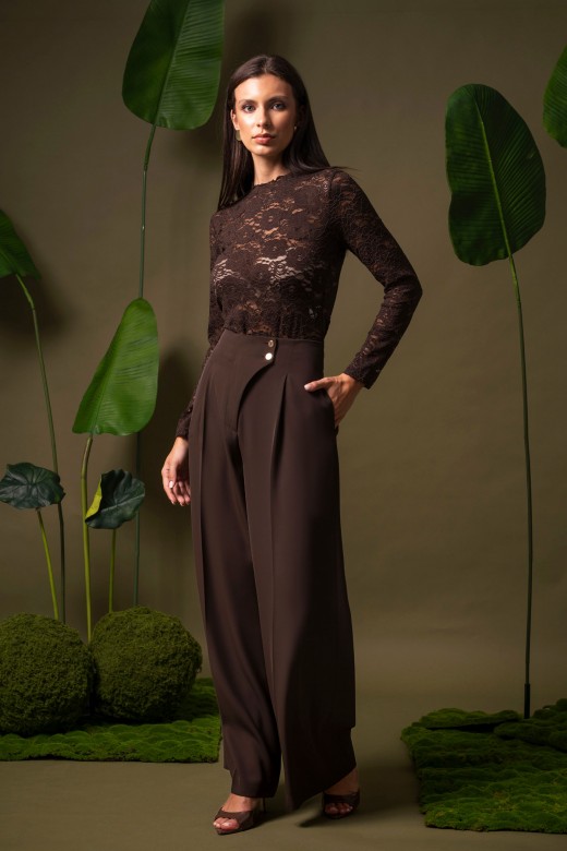Pantalon wide leg à fermeture asymétrique Pantalon wide leg à fermeture asymétrique