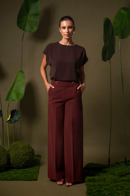 Pantalon wide leg avec détails métalliques Pantalon wide leg avec détails métalliques