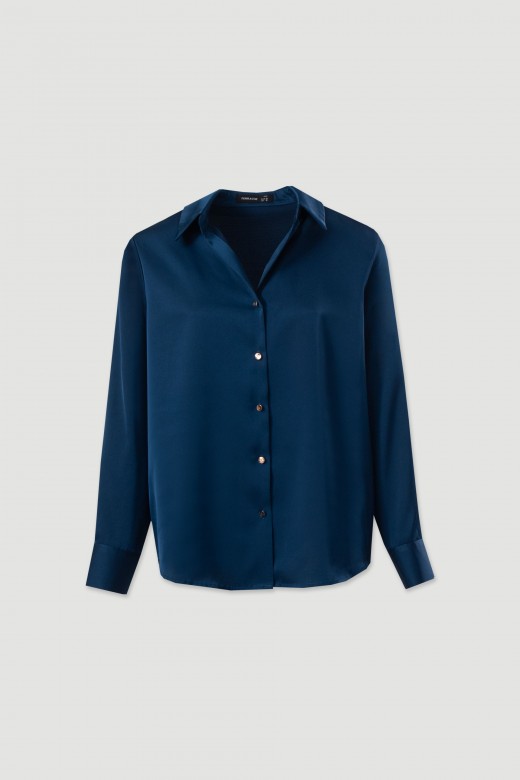 Blusa satinada de manga larga Blusa satinada de manga larga