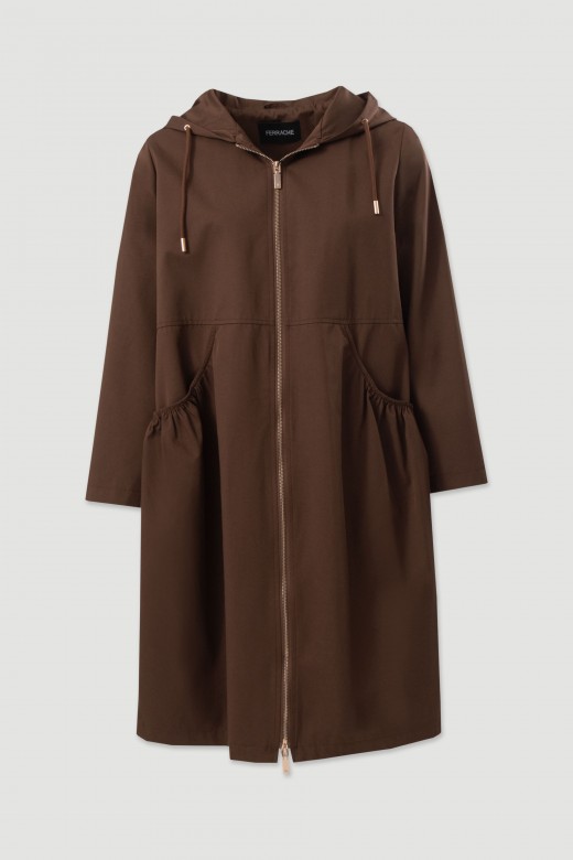 Parka comprida imperme�vel com capuz