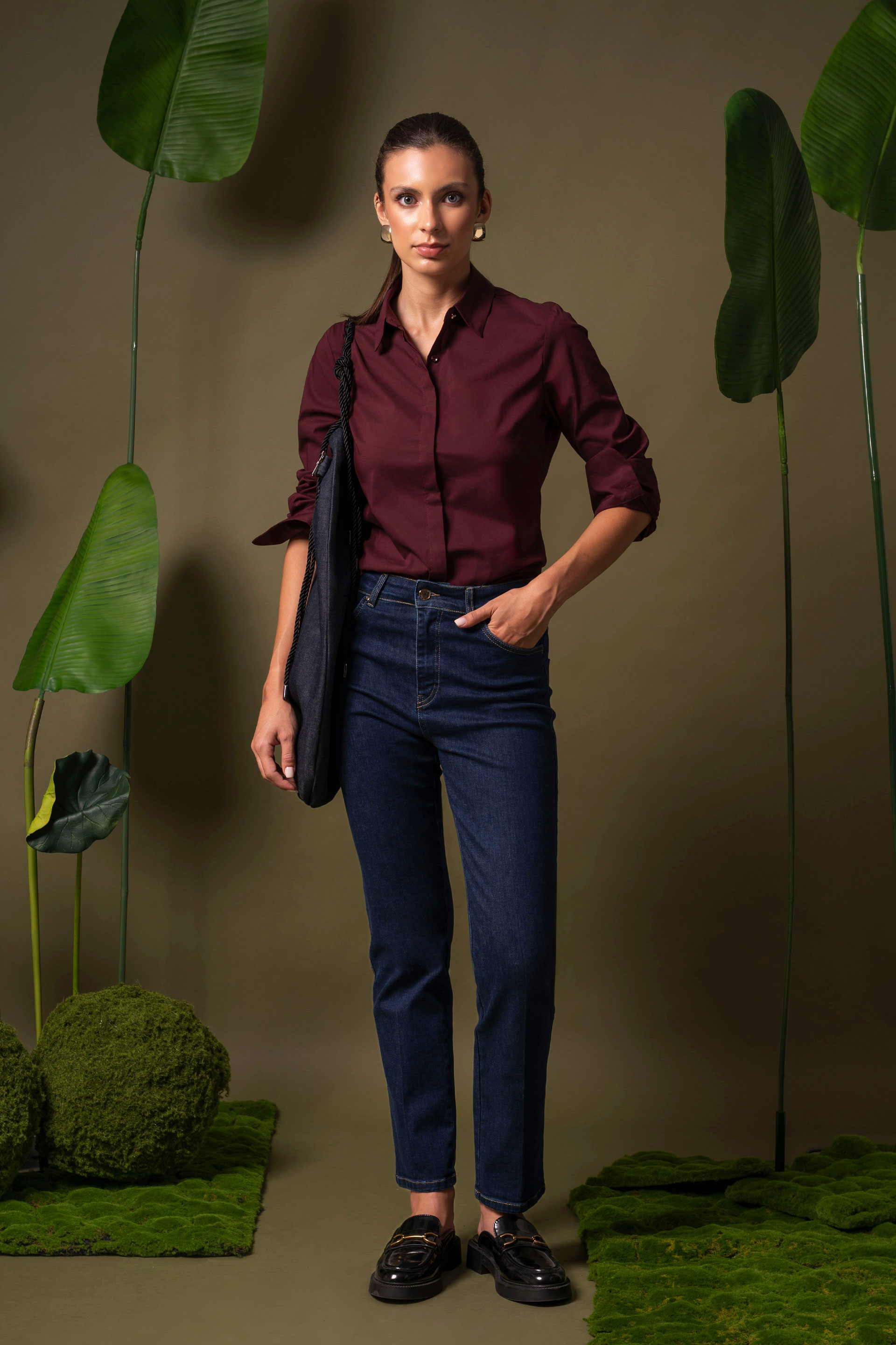 Jean bootcut taille mi-haute