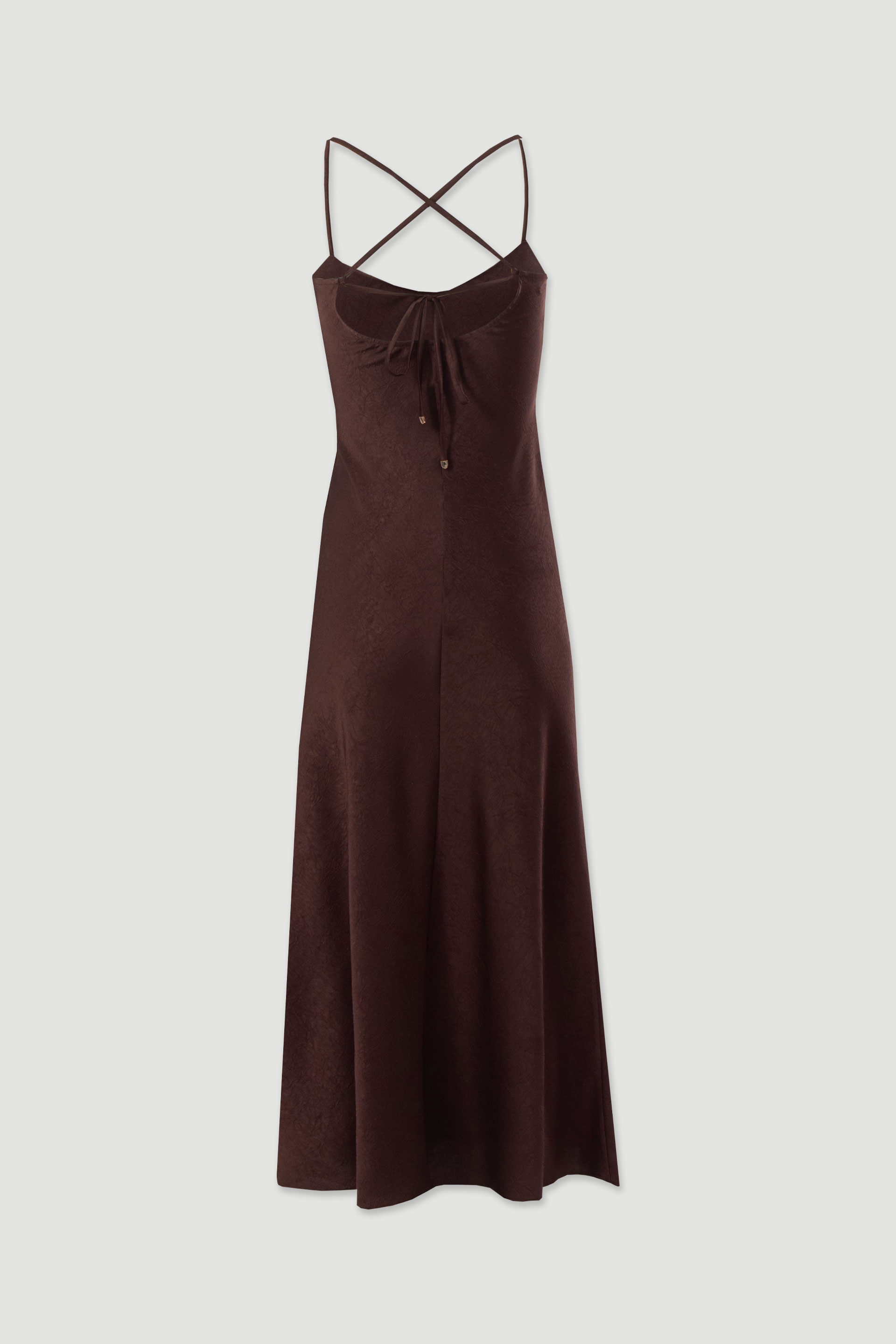 Vestido midi satinado con espalda cruzada
