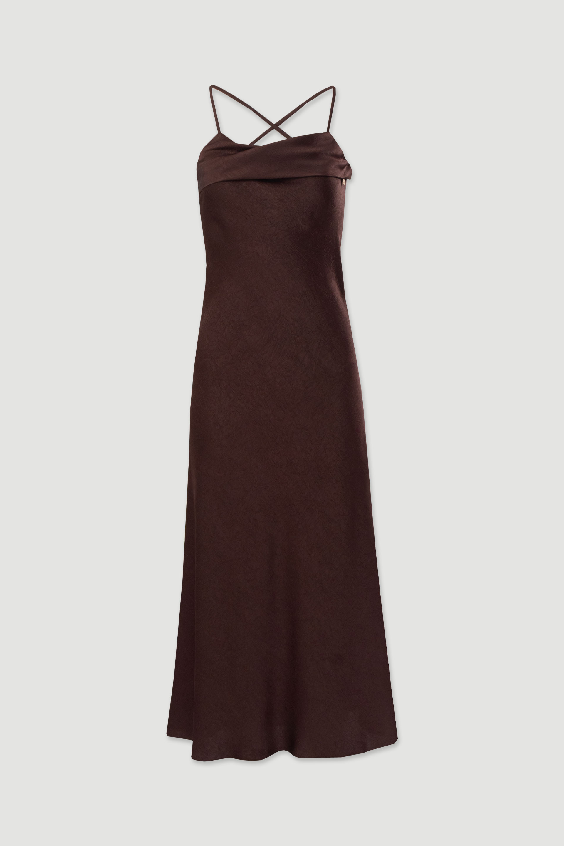 Vestido midi satinado con espalda cruzada