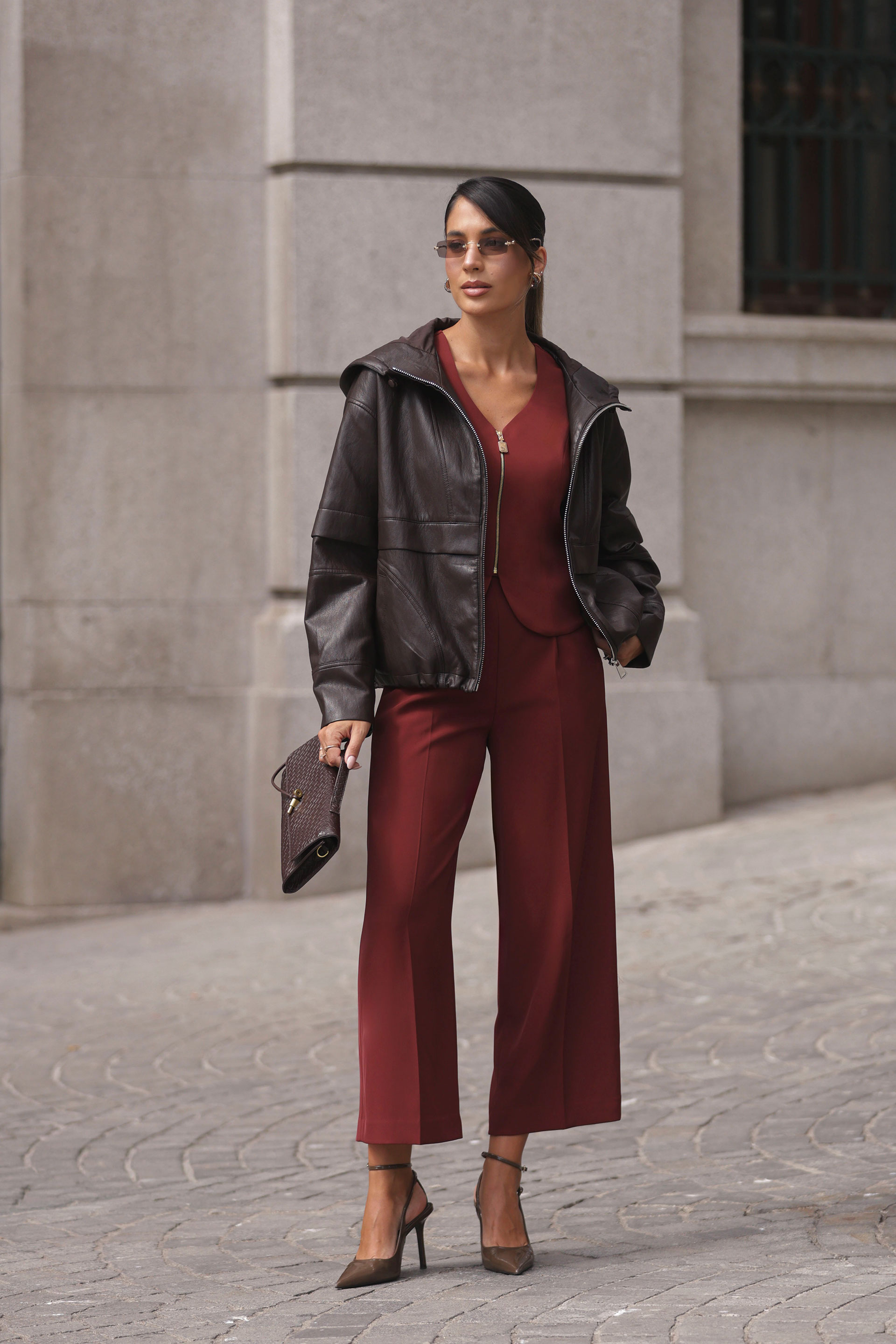 Pantalón culotte fluido con cintura elástica