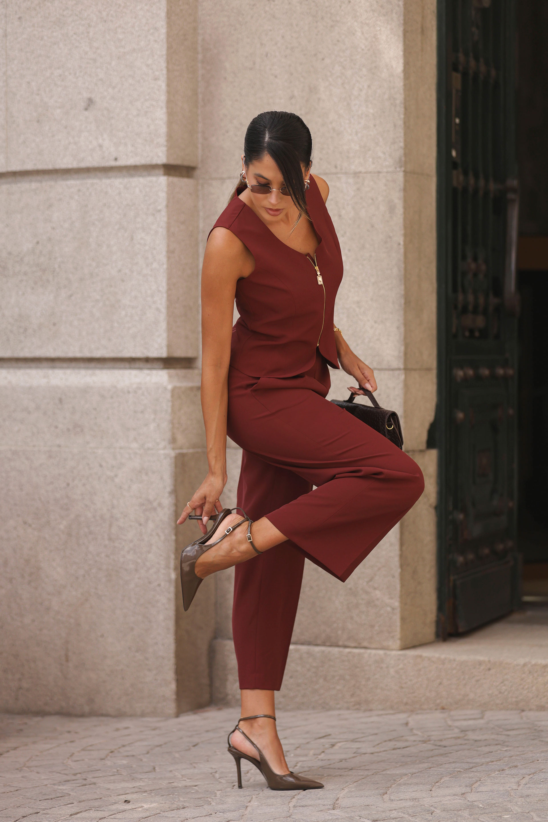 Pantalón culotte fluido con cintura elástica
