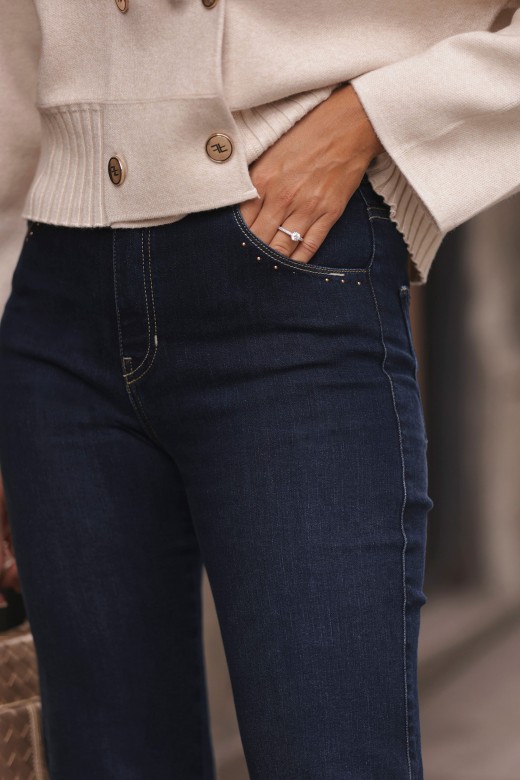 Vaqueros straight fit con detalles de brillo Vaqueros straight fit con detalles de brillo