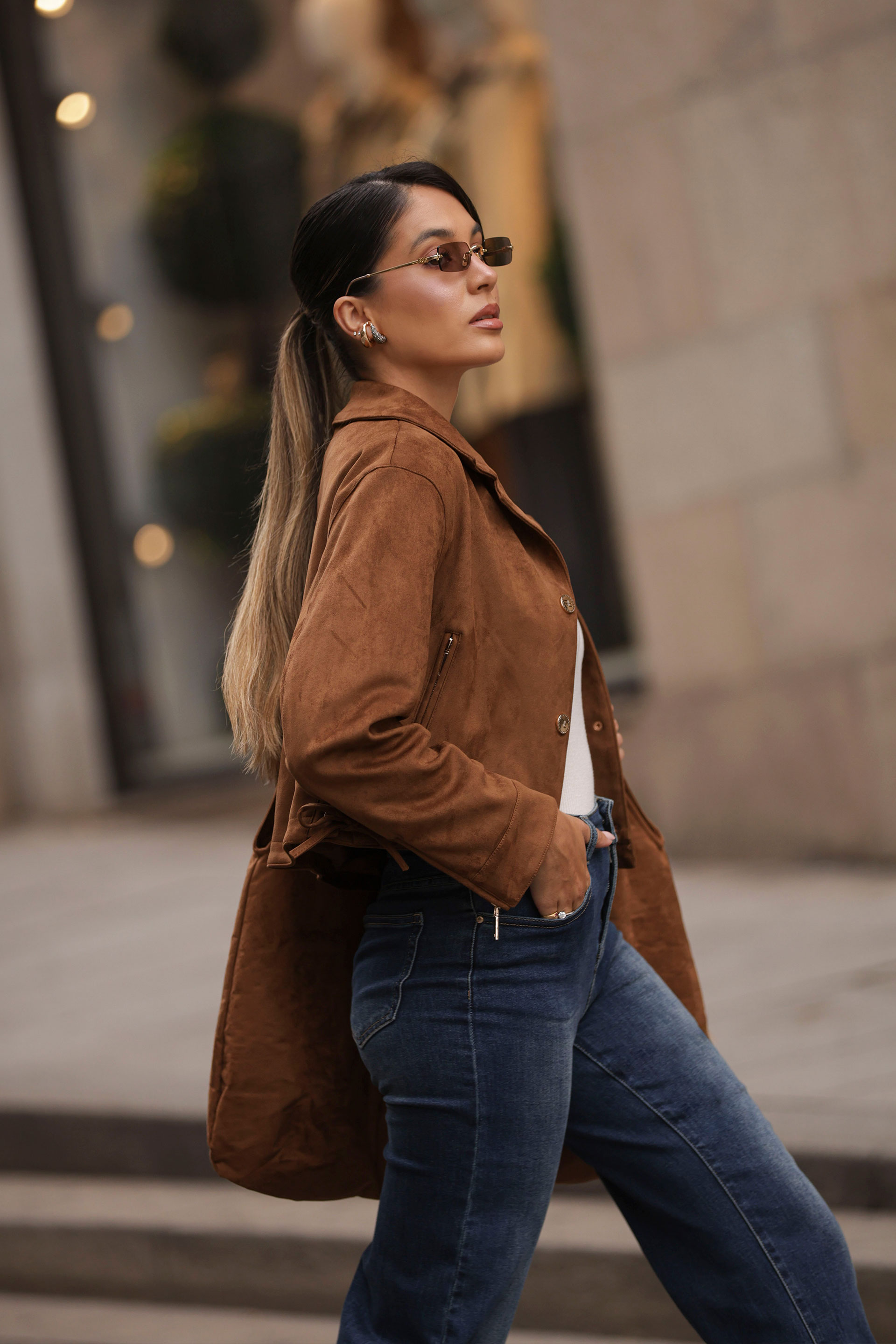 Chaqueta corta de ante