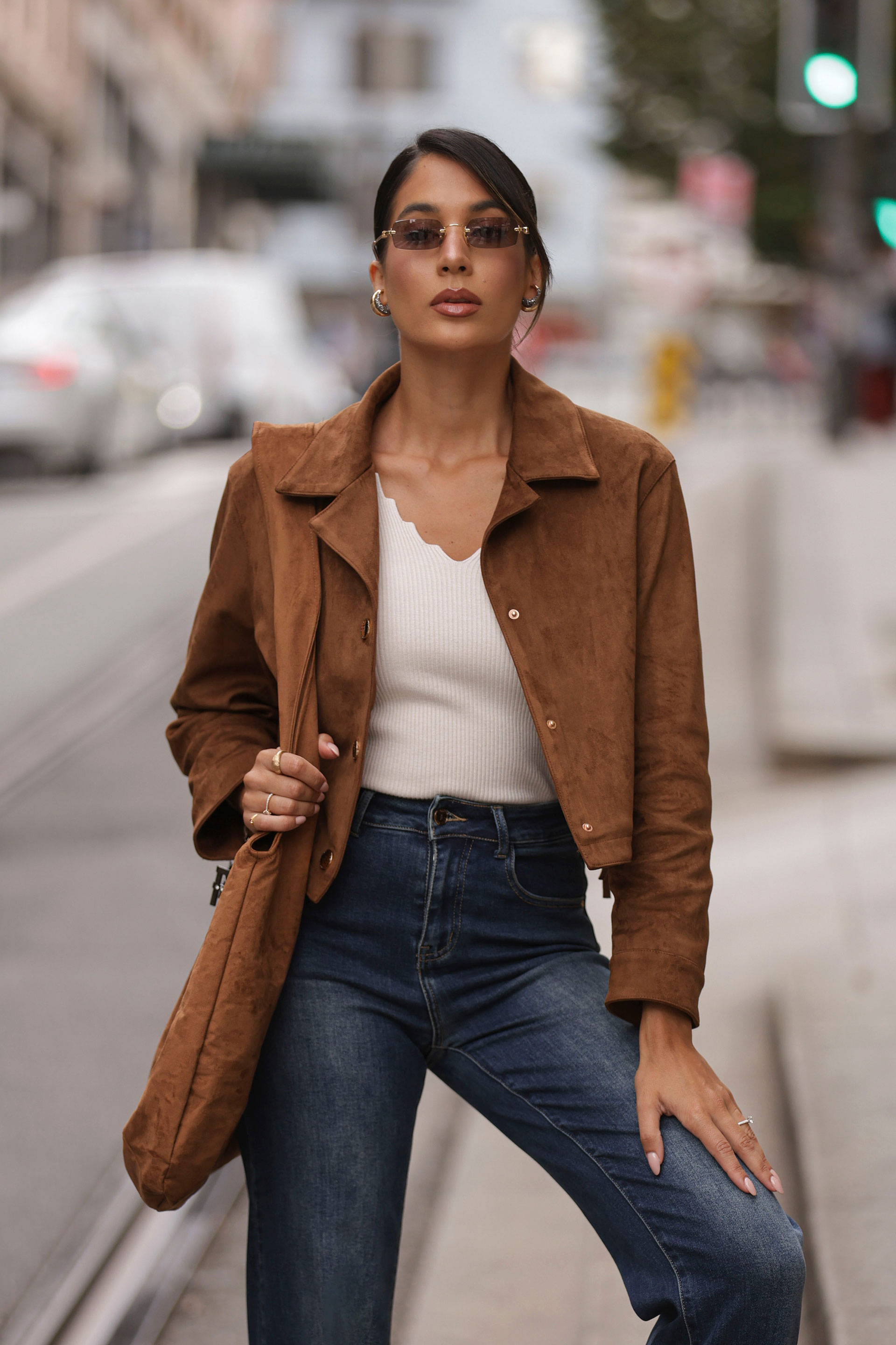 Chaqueta corta de ante