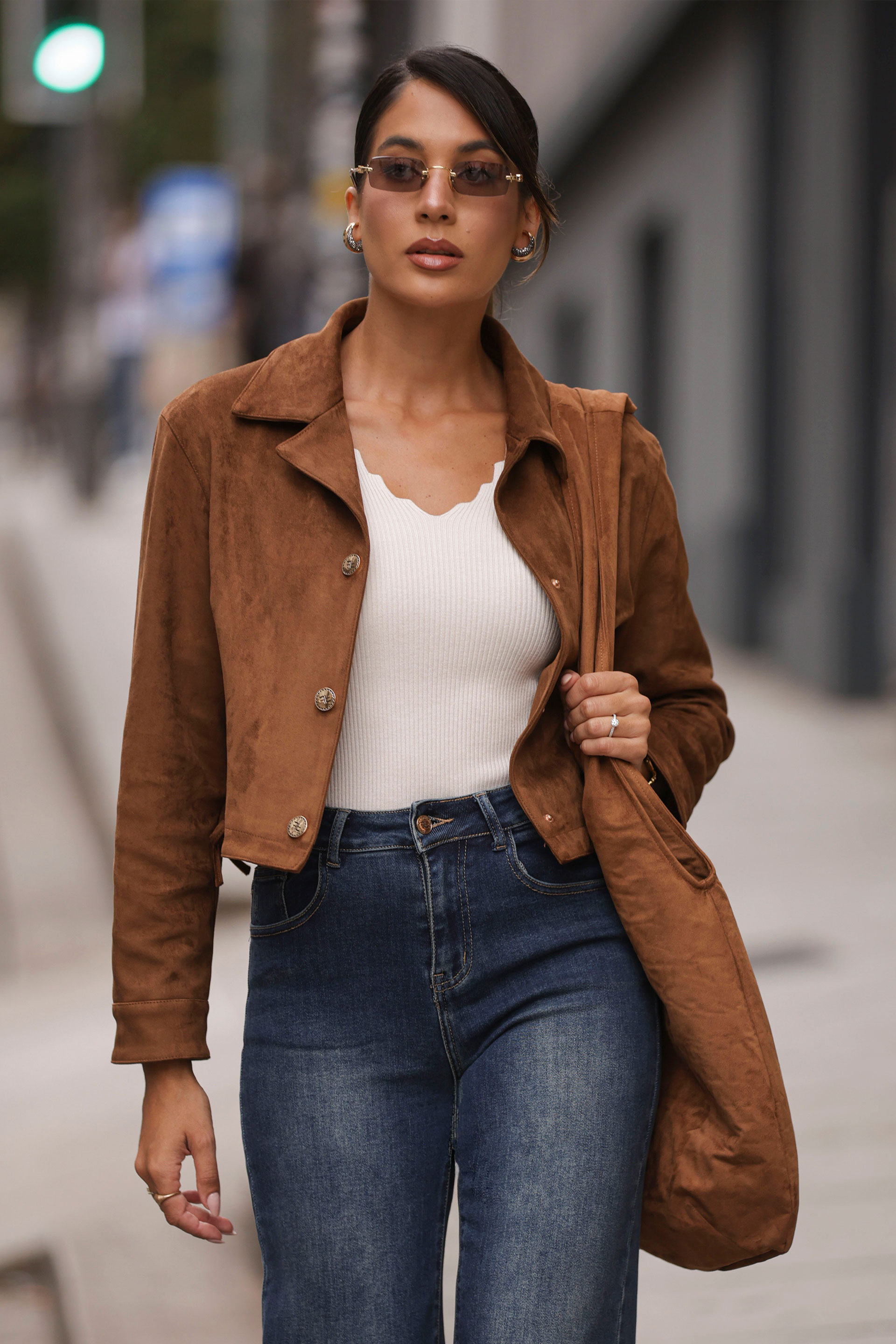 Ribbed knit sweater with v-neck