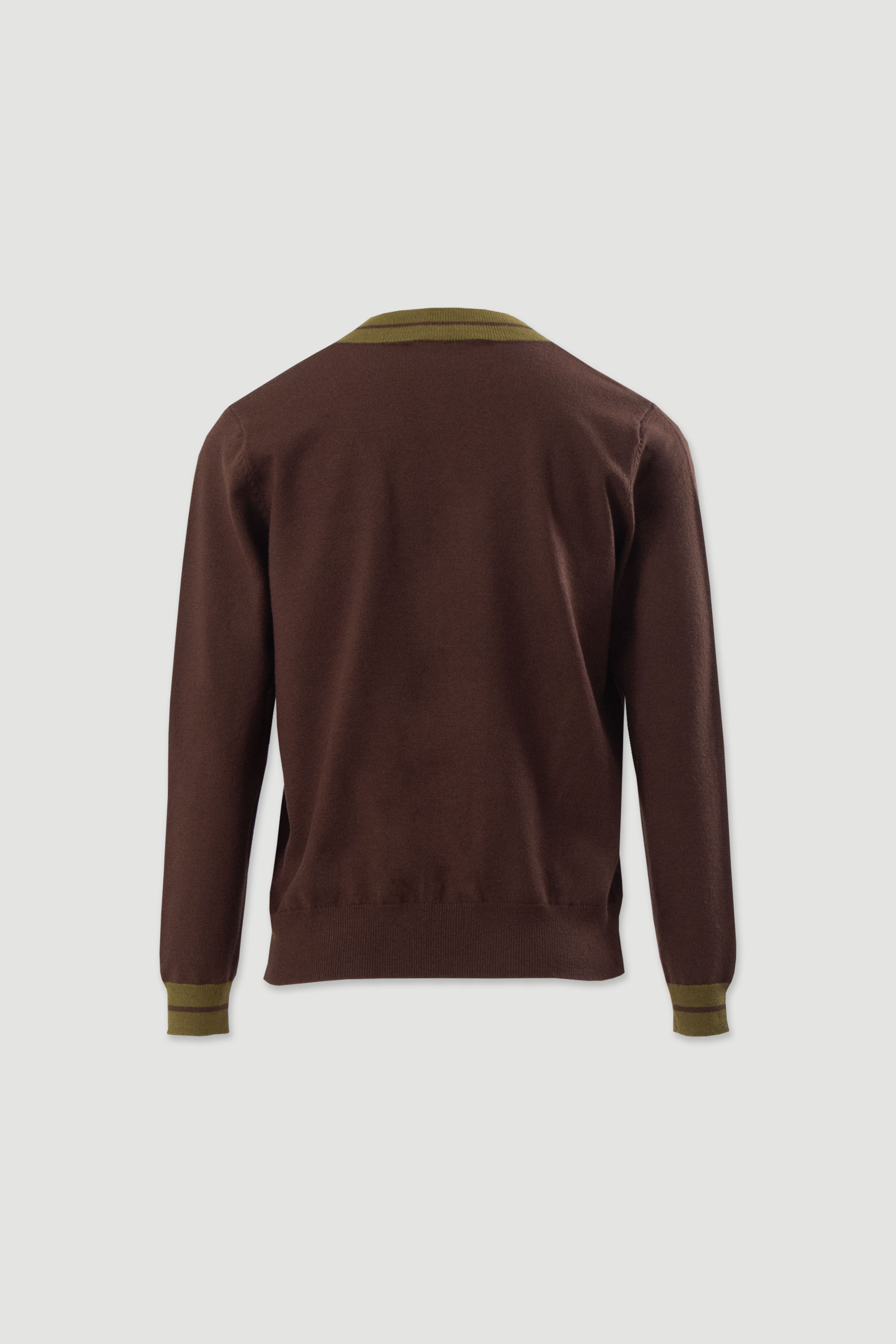 Camisola de malha com decote em v contrastante